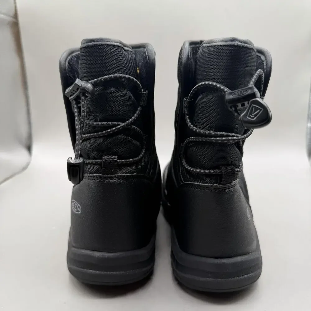 KEEN Puffrider Waterproof Snow Boots Kids Size 1 Black Winter Insulated 1027959